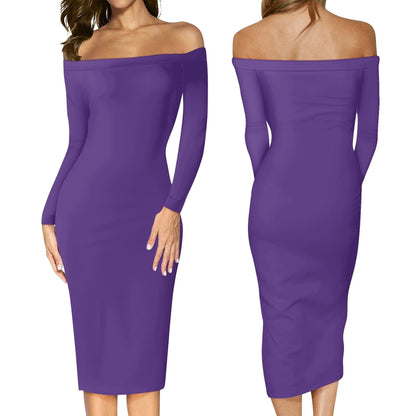 Indigo Long Sleeve Off-Shoulder-Kleid -- Indigo Long Sleeve Off-Shoulder-Kleid - undefined Off-Shoulder-Kleid | JLR Design