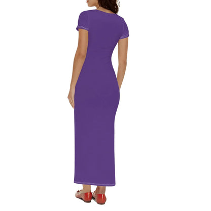 indigo-short-sleeve-long-dress-long-dress-jlr-design-94770 - JLR Design