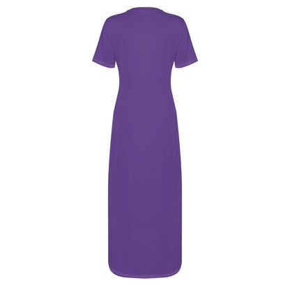 indigo-short-sleeve-long-dress-long-dress-jlr-design-95019 - JLR Design