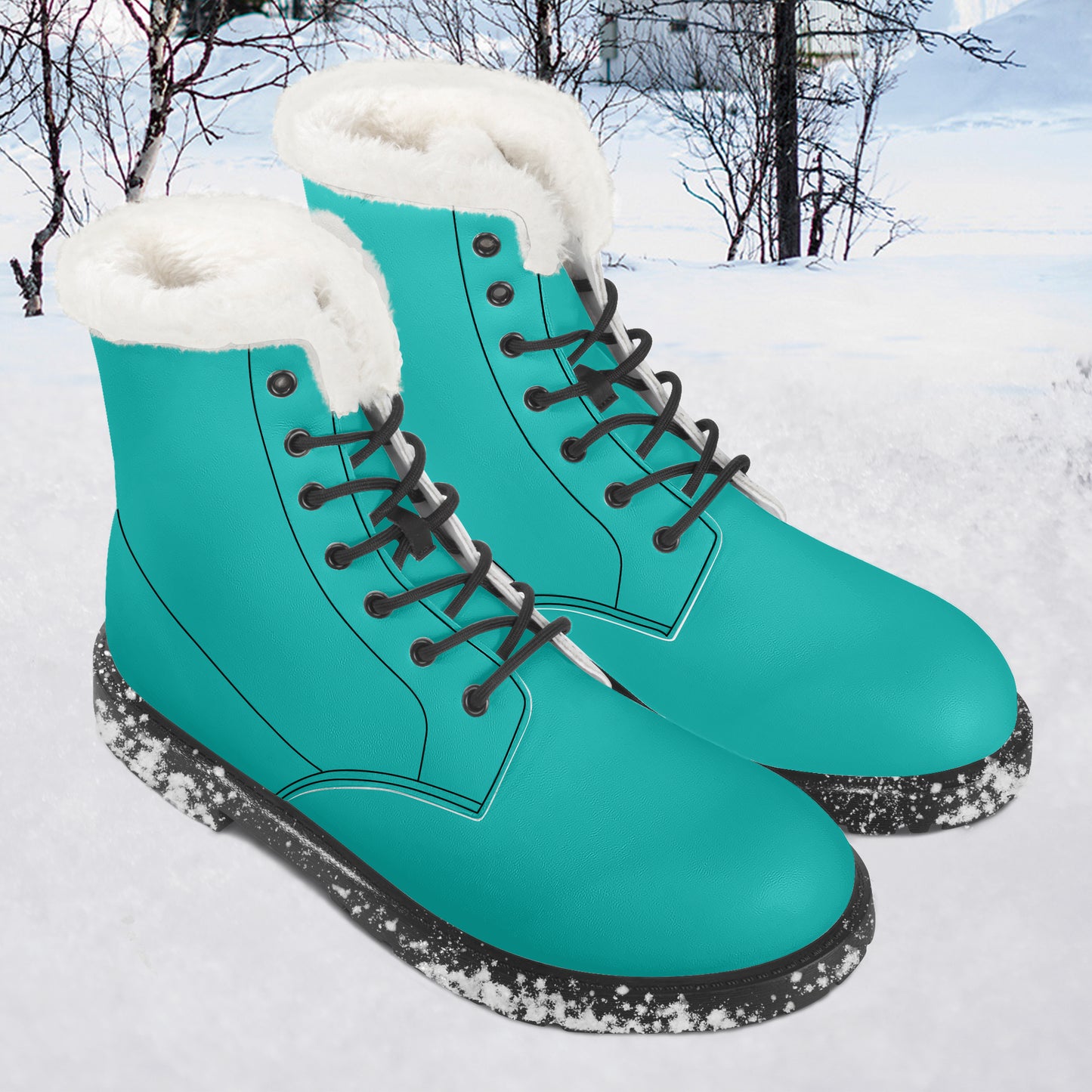 Iris Blue Faux Fur Leder Boots Boots JLR Design