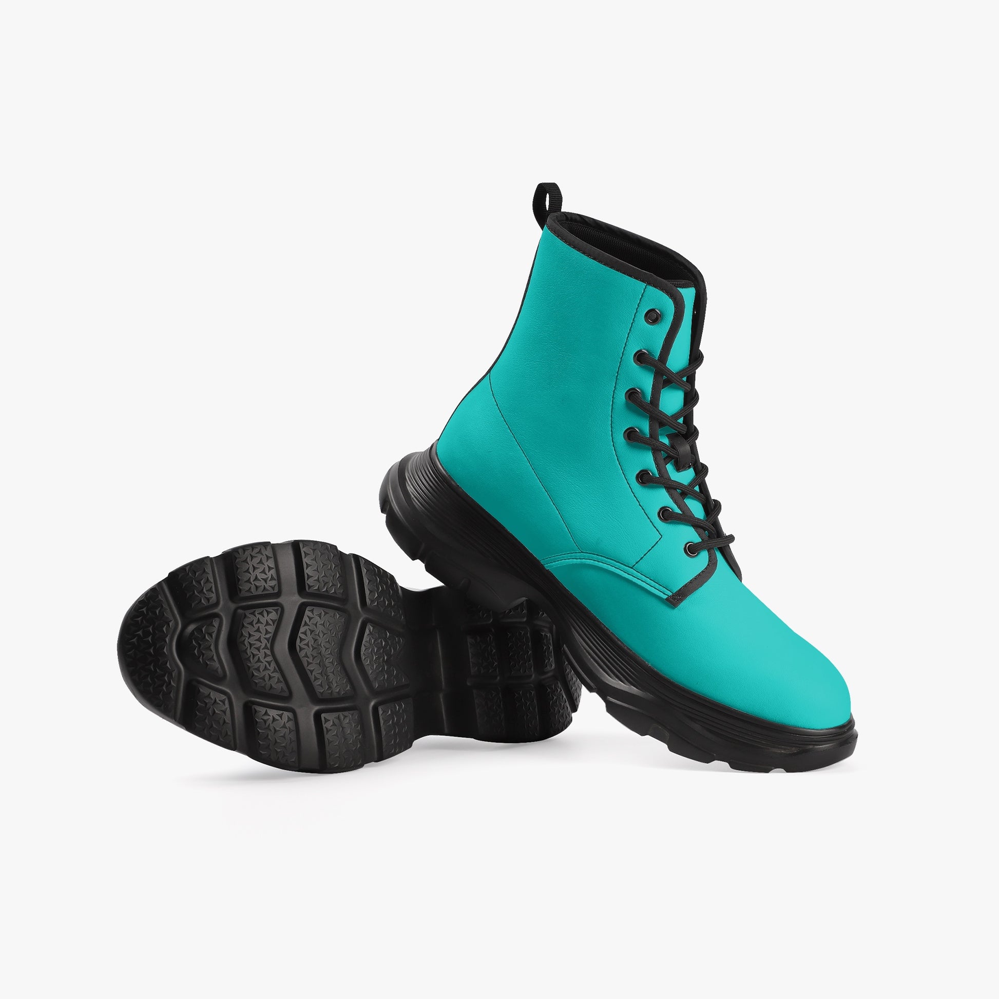 Iris Blue Leather Chunky Boots Boots JLR Design