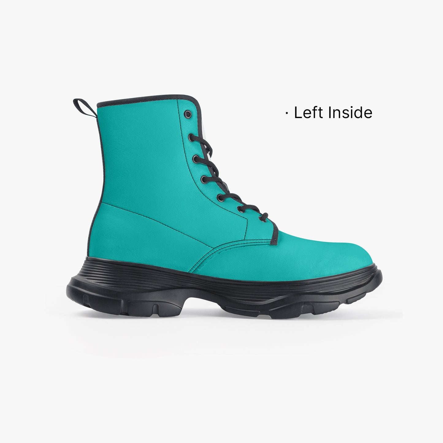 Iris Blue Leather Chunky Boots Boots JLR Design