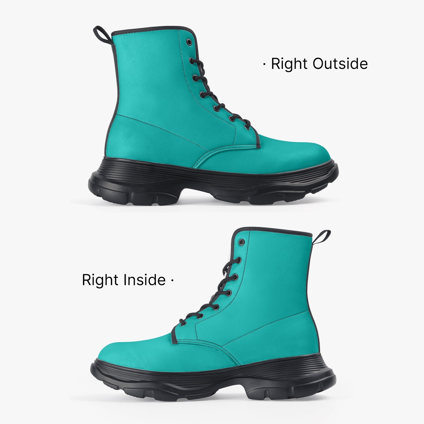 Iris Blue Leather Chunky Boots Boots JLR Design