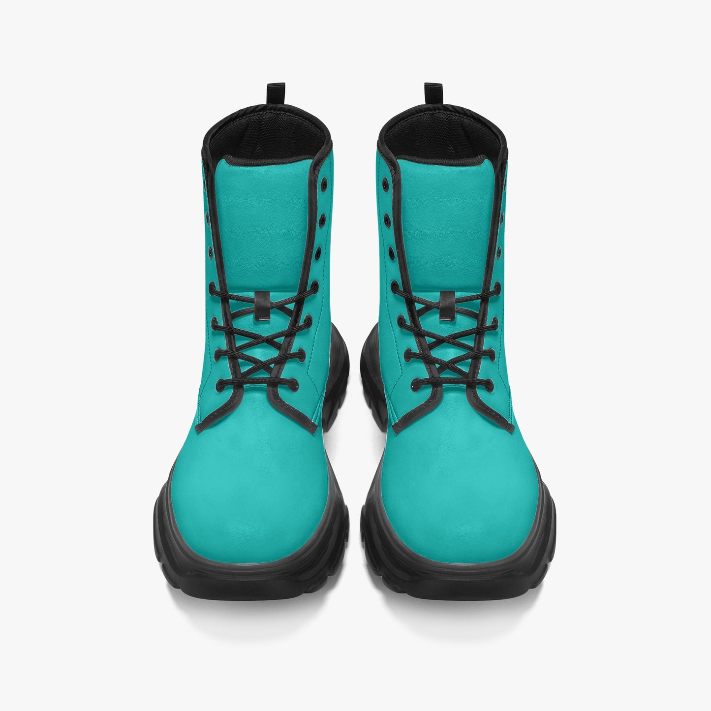 Iris Blue Leather Chunky Boots Boots JLR Design