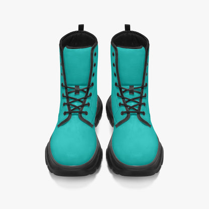 Iris Blue Leather Chunky Boots Boots JLR Design