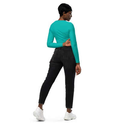 Iris Blue Long Sleeve Damen Crop Top Long Sleeve Crop Top JLR Design