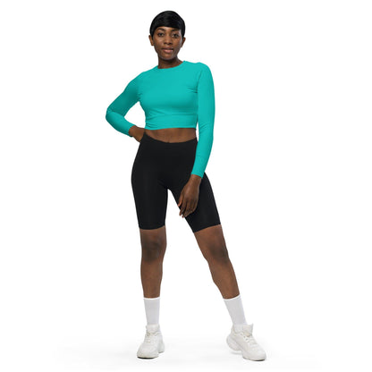 Iris Blue Long Sleeve Damen Crop Top Long Sleeve Crop Top JLR Design