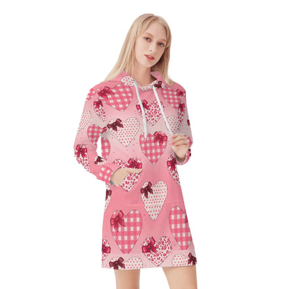 karierte-herzen-velvet-hoodie-dress-hoodiekleid-jlr-design-93125 - JLR Design