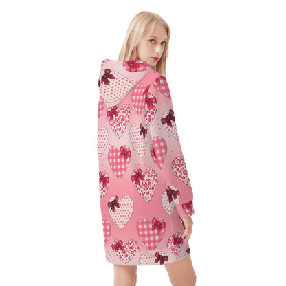 karierte-herzen-velvet-hoodie-dress-hoodiekleid-jlr-design-42705 - JLR Design