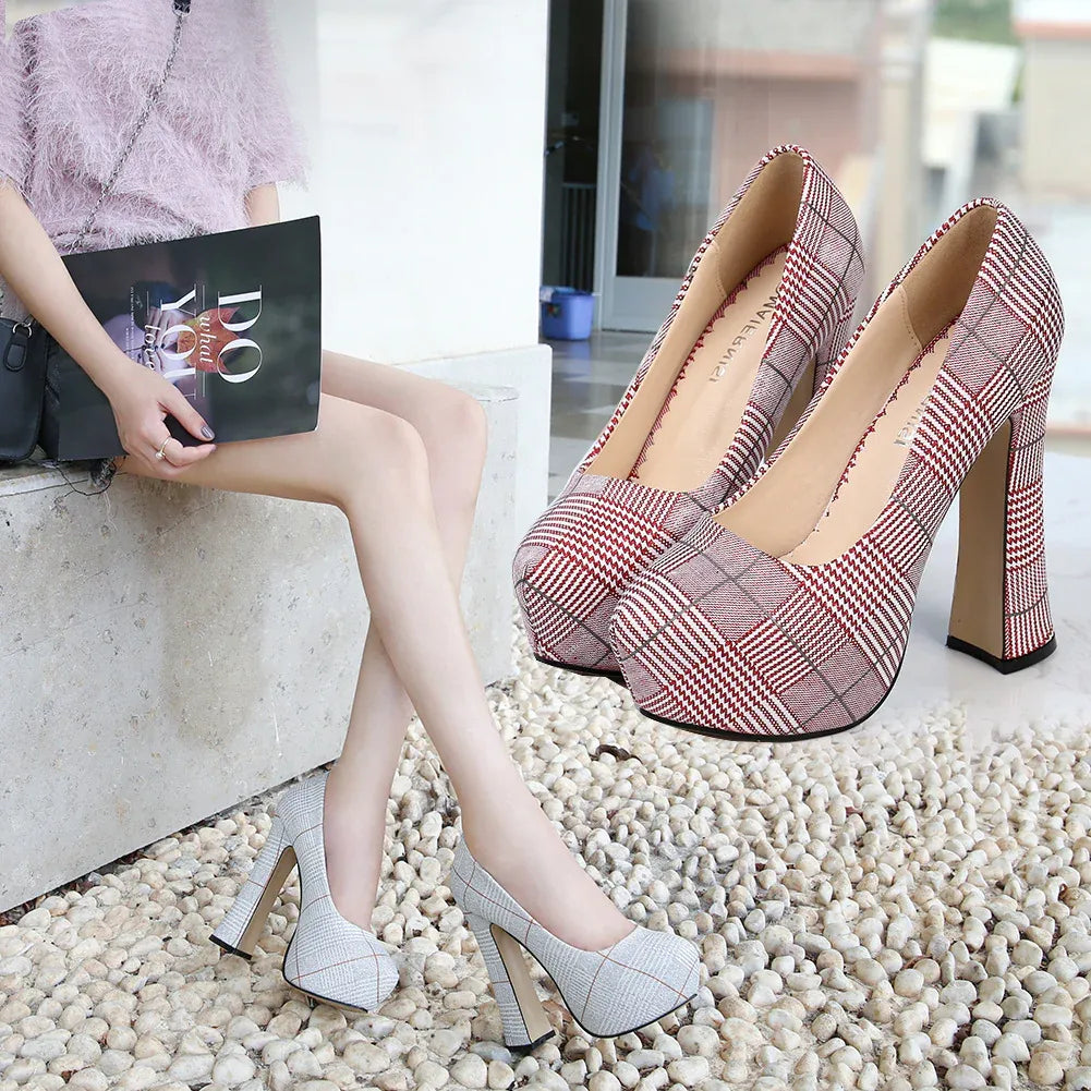 karierte-high-heels-mit-14cm-absatz-high-heels-jlr-design-60026 - JLR Design