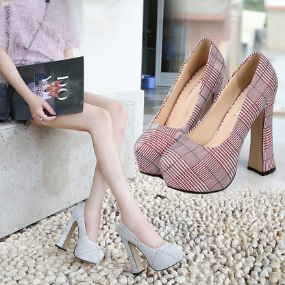 karierte-high-heels-mit-14cm-absatz-high-heels-jlr-design-60026 - JLR Design