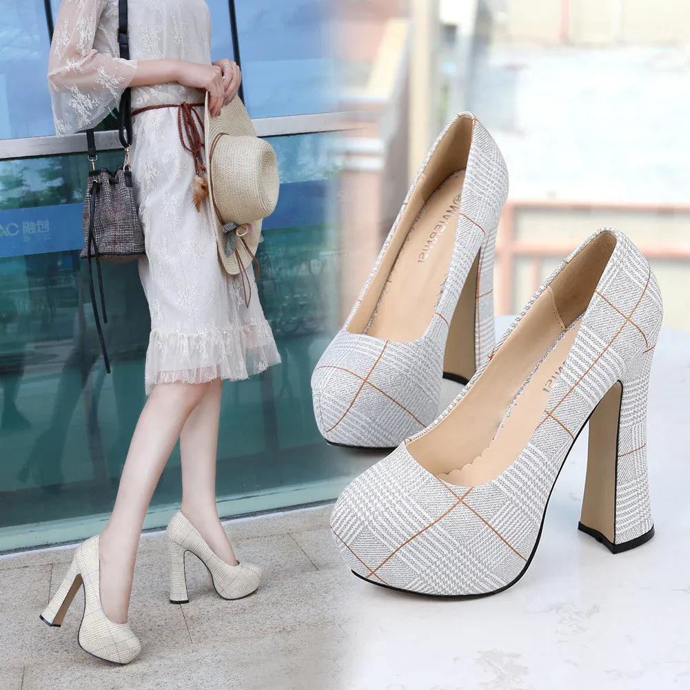karierte-high-heels-mit-14cm-absatz-high-heels-jlr-design-91673 - JLR Design