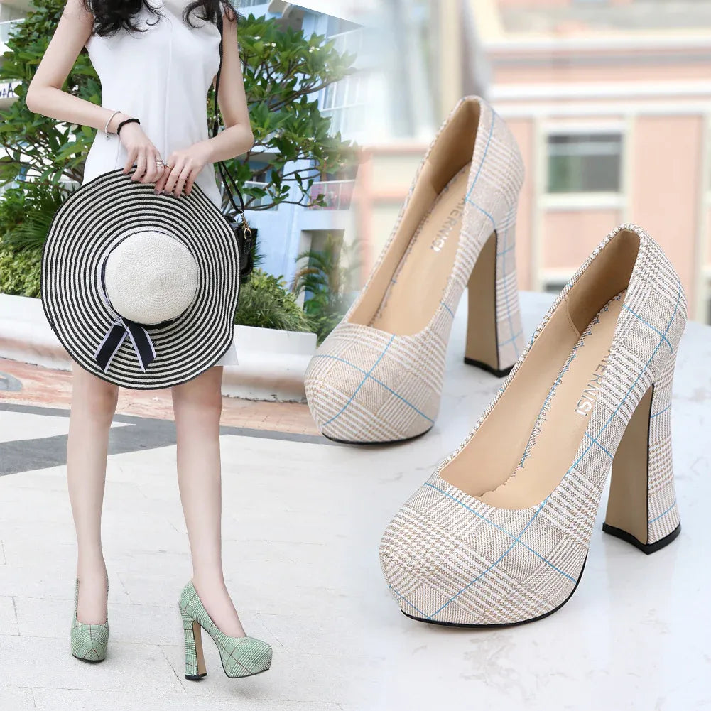 karierte-high-heels-mit-14cm-absatz-high-heels-jlr-design-65093 - JLR Design