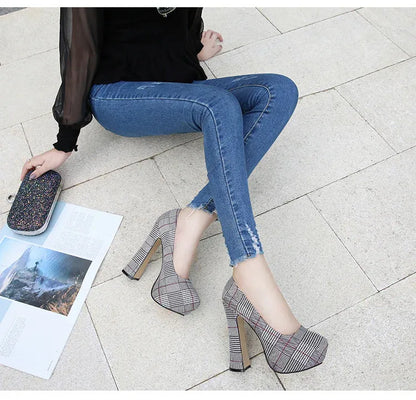 karierte-high-heels-mit-14cm-absatz-high-heels-jlr-design-41060 - JLR Design