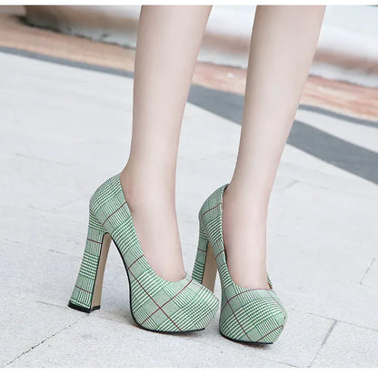 karierte-high-heels-mit-14cm-absatz-high-heels-jlr-design-58309 - JLR Design