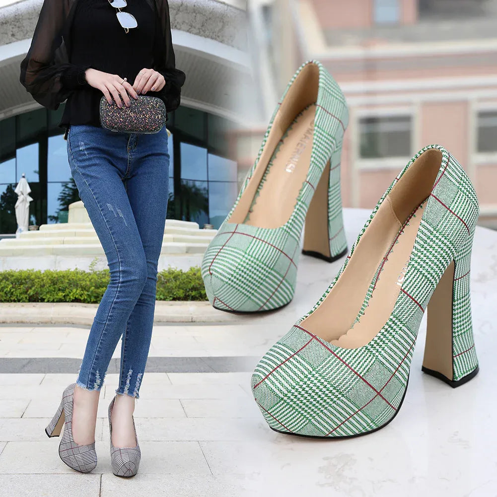 karierte-high-heels-mit-14cm-absatz-high-heels-jlr-design-90815 - JLR Design