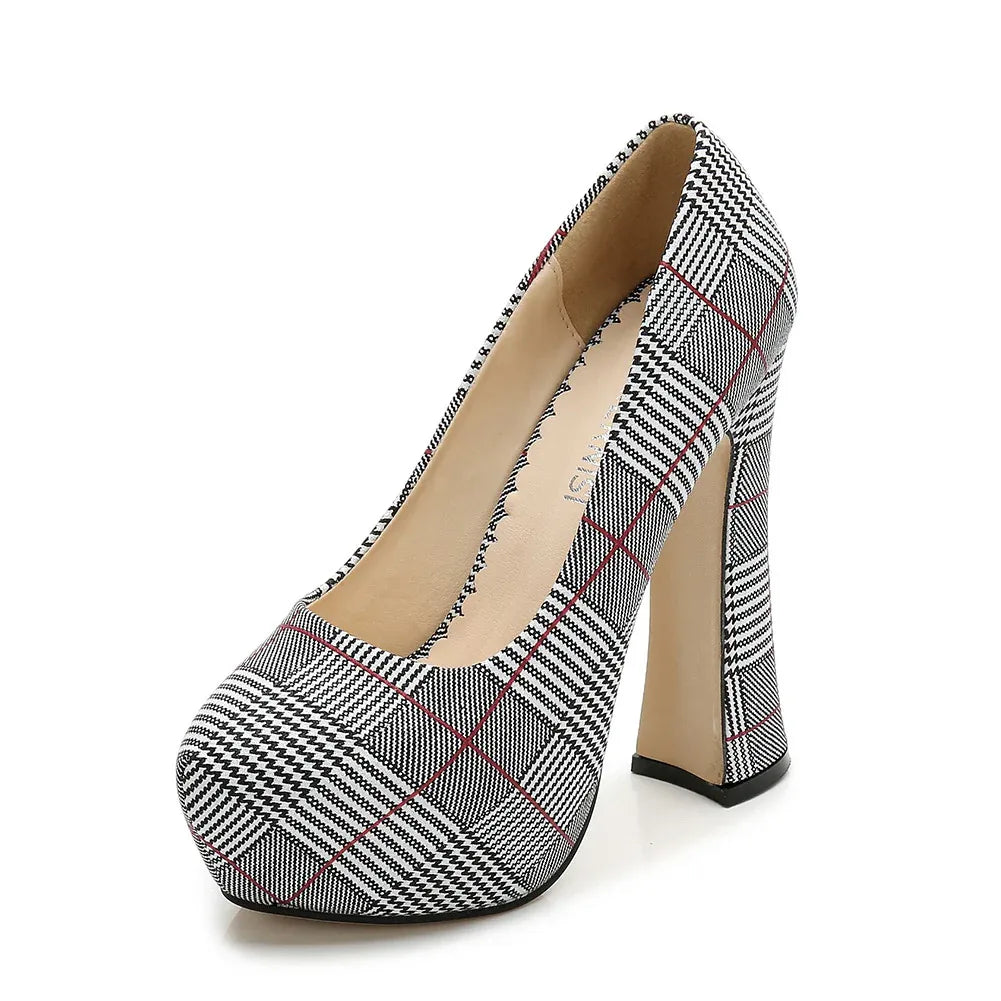 karierte-high-heels-mit-14cm-absatz-high-heels-jlr-design-32968 - JLR Design