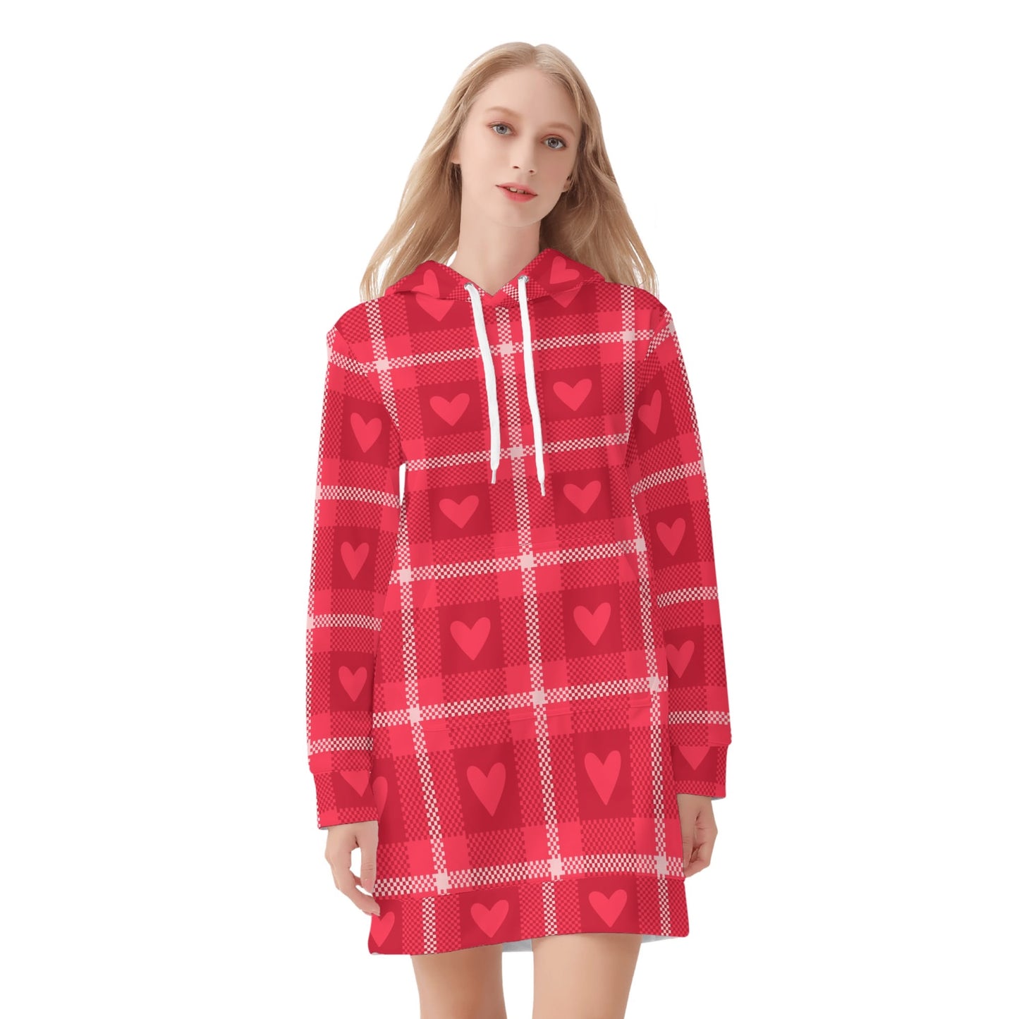 Karo Hearts Velvet Hoodie Dress Hoodiekleid JLR Design