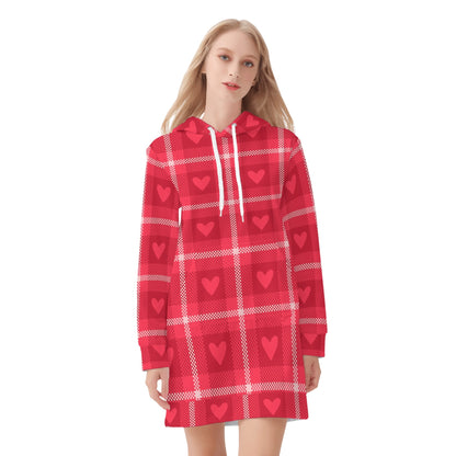 Karo Hearts Velvet Hoodie Dress Hoodiekleid JLR Design