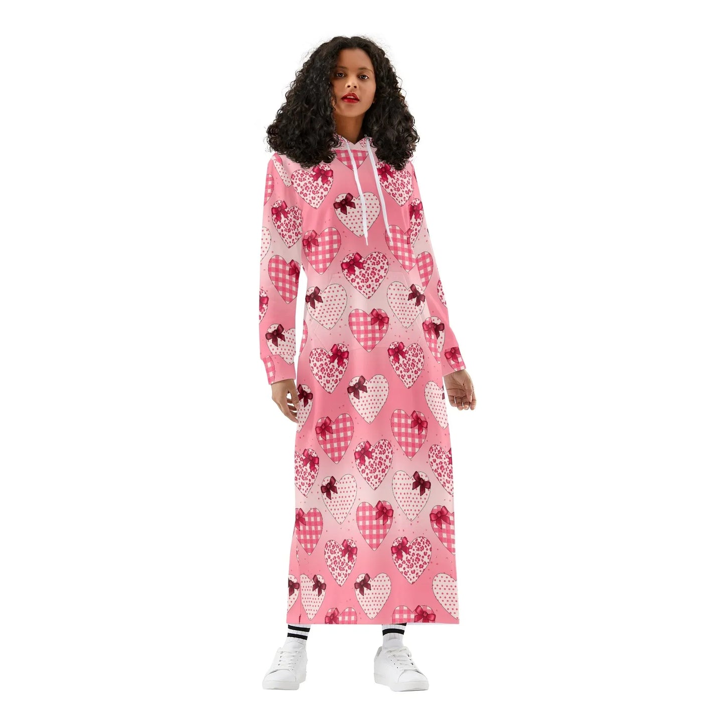 karo-herzchen-bequemes-leichtes-hoodie-kleid-hoodiekleid-jlr-design-54473 - JLR Design