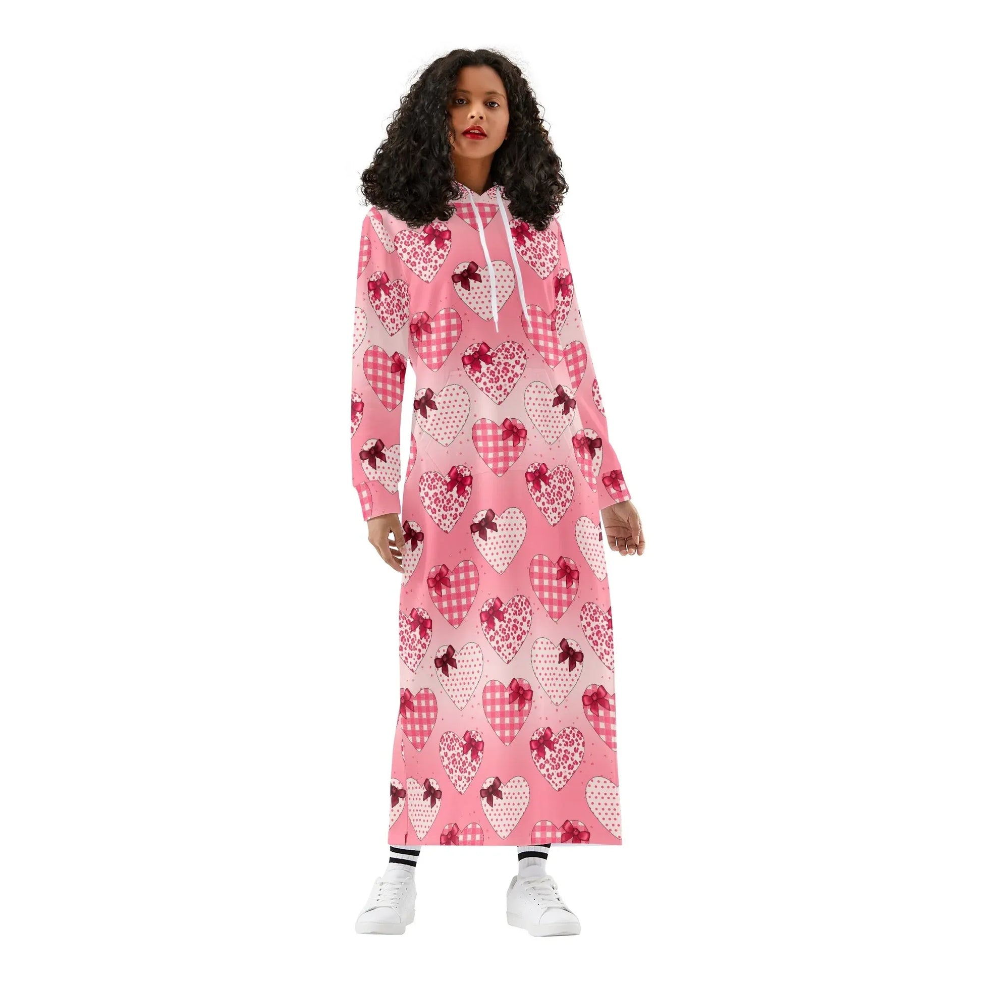 karo-herzchen-bequemes-leichtes-hoodie-kleid-hoodiekleid-jlr-design-54473 - JLR Design