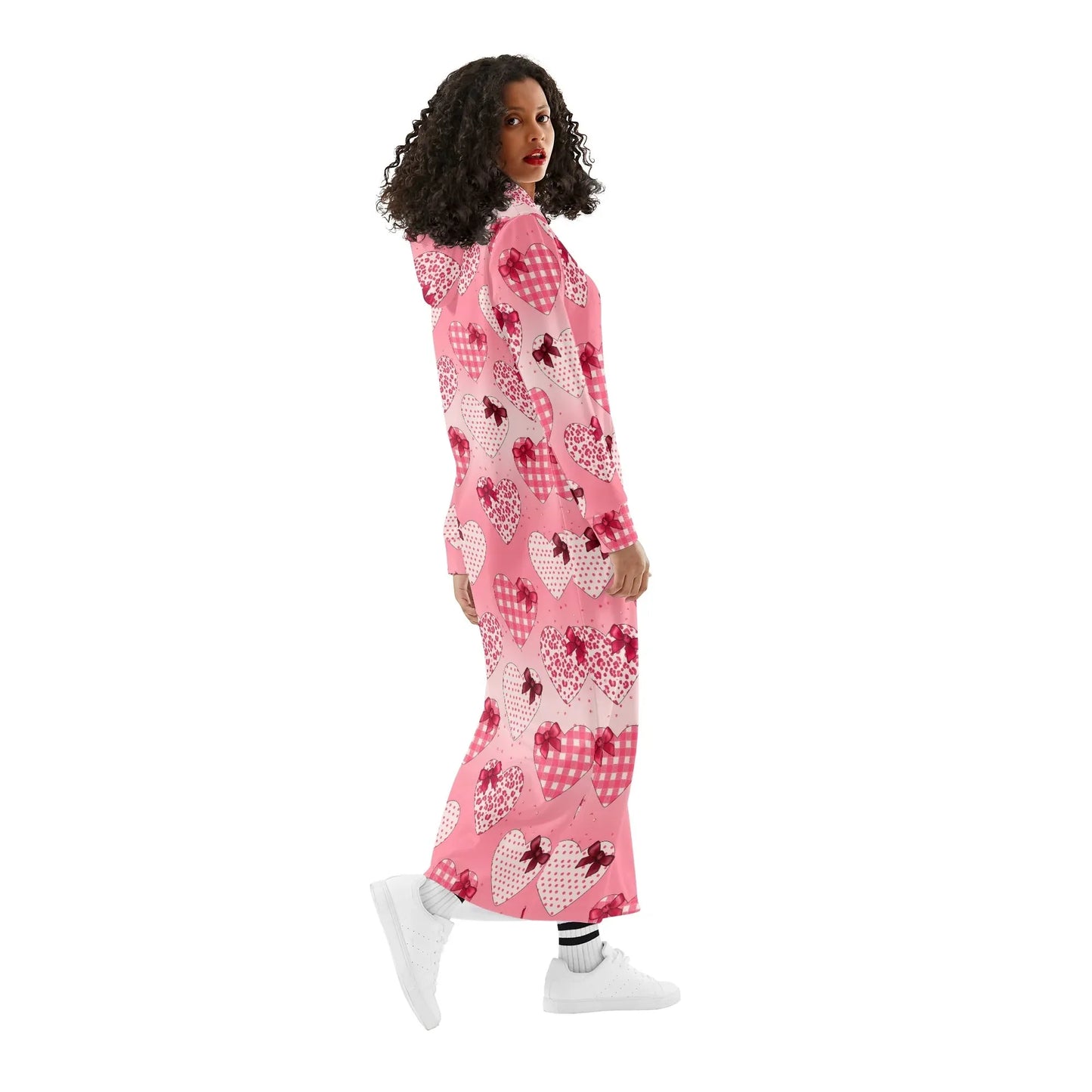 karo-herzchen-bequemes-leichtes-hoodie-kleid-hoodiekleid-jlr-design-65009 - JLR Design