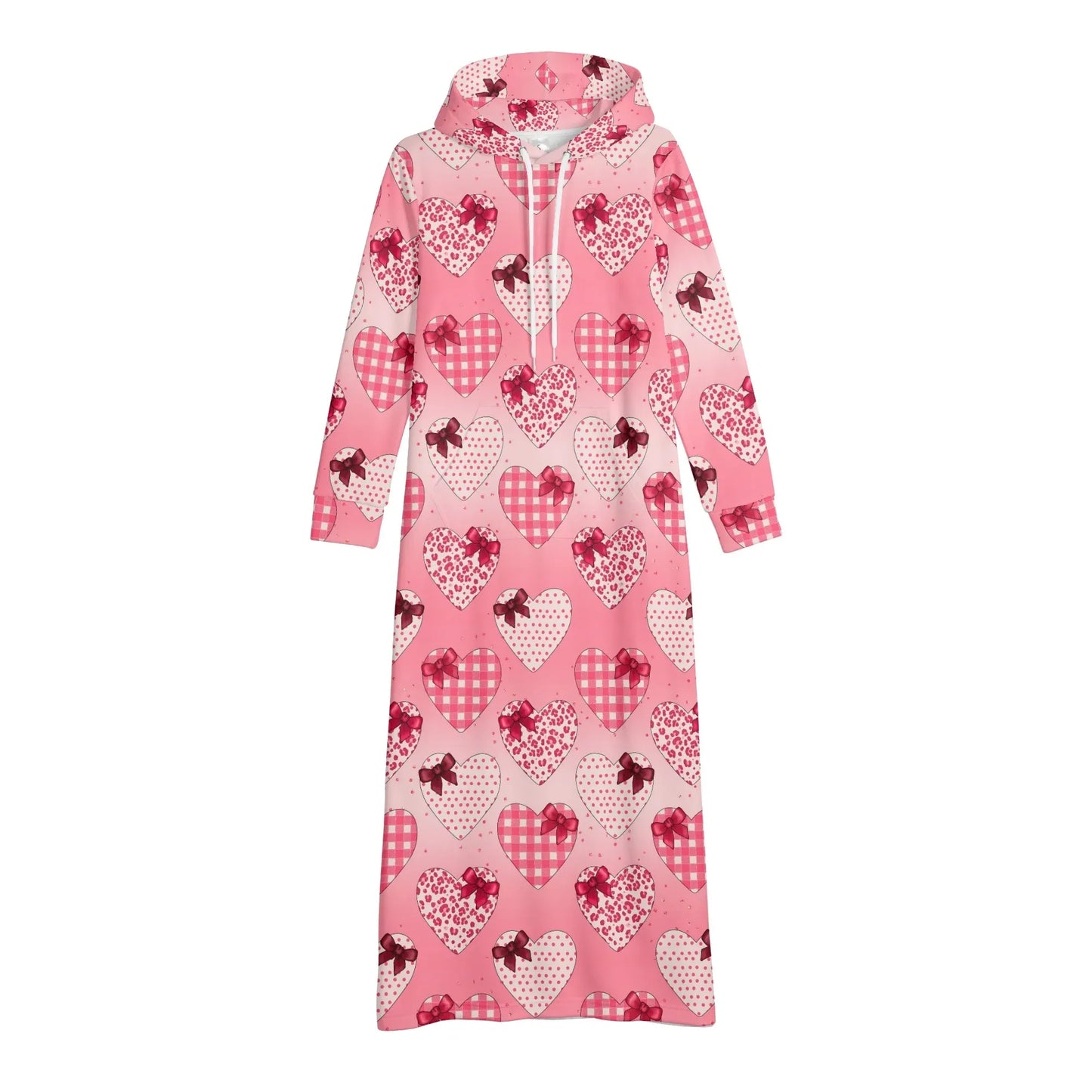 karo-herzchen-bequemes-leichtes-hoodie-kleid-hoodiekleid-jlr-design-26933 - JLR Design