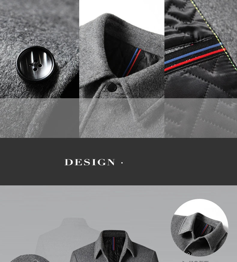 Klassischer eleganter Woll Business-Mantel mit Reverskragen Mantel JLR Design