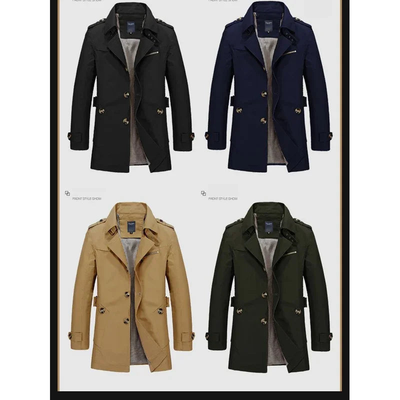 Klassischer Vintage Baumwoll Trenchcoat für Herren Jacke JLR Design