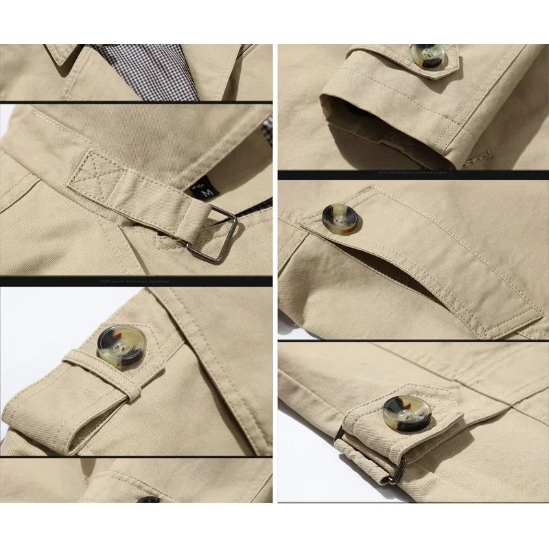 Klassischer Vintage Baumwoll Trenchcoat für Herren Jacke JLR Design