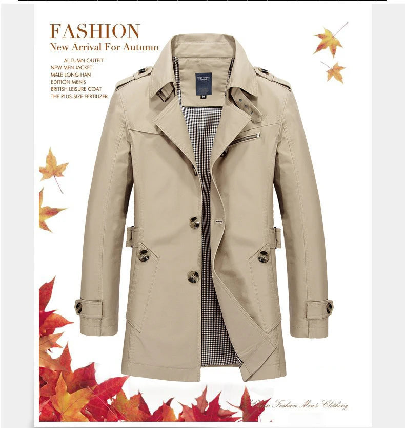 Klassischer Vintage Baumwoll Trenchcoat für Herren Jacke JLR Design