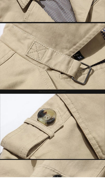 Klassischer Vintage Baumwoll Trenchcoat für Herren Jacke JLR Design
