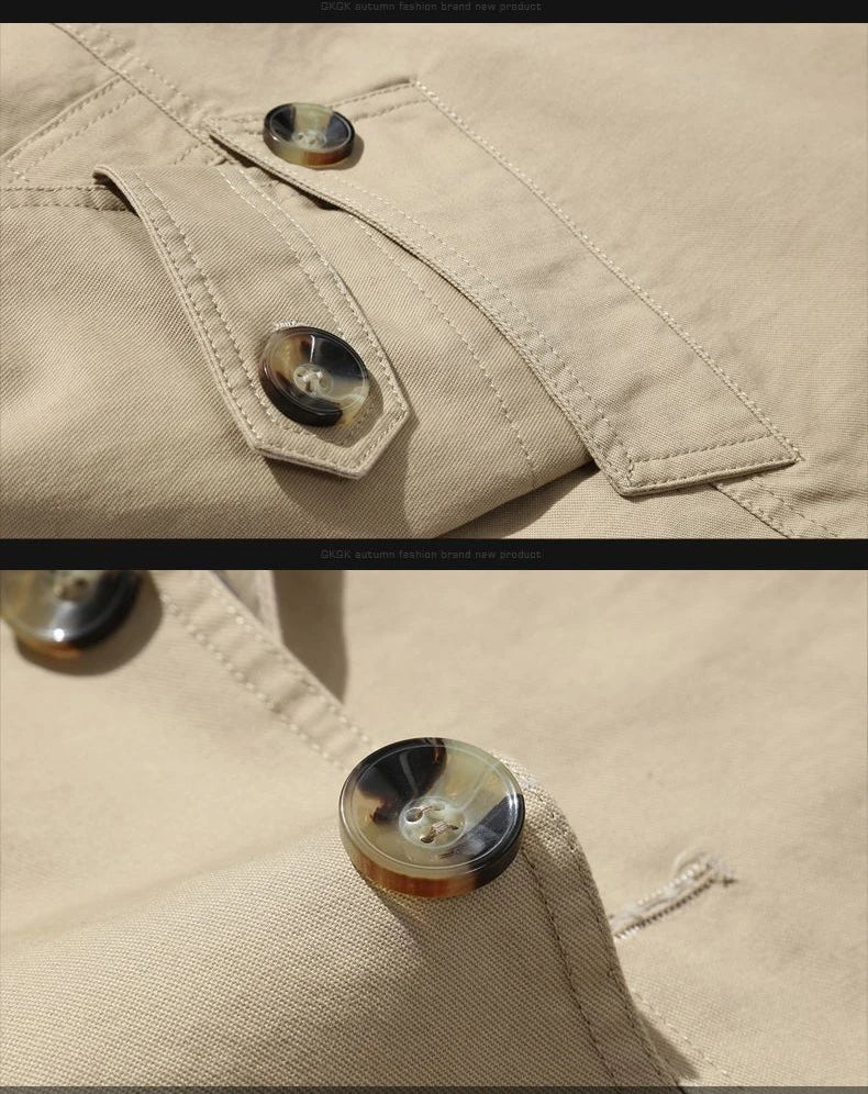 Klassischer Vintage Baumwoll Trenchcoat für Herren Jacke JLR Design