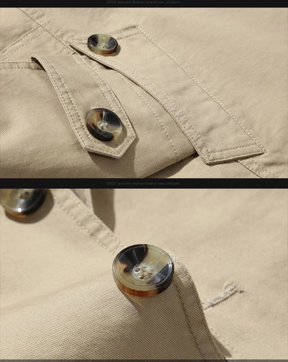 Klassischer Vintage Baumwoll Trenchcoat für Herren Jacke JLR Design