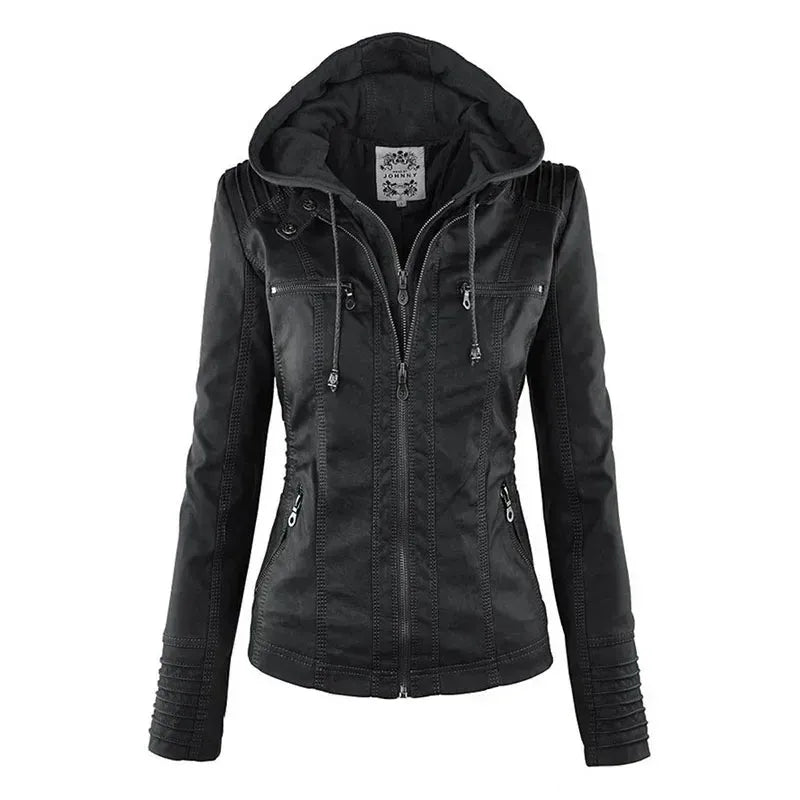 Moto-Chic Streetwear – Figurbetonte Motorradjacke mit Zip-Details Jacke JLR Design