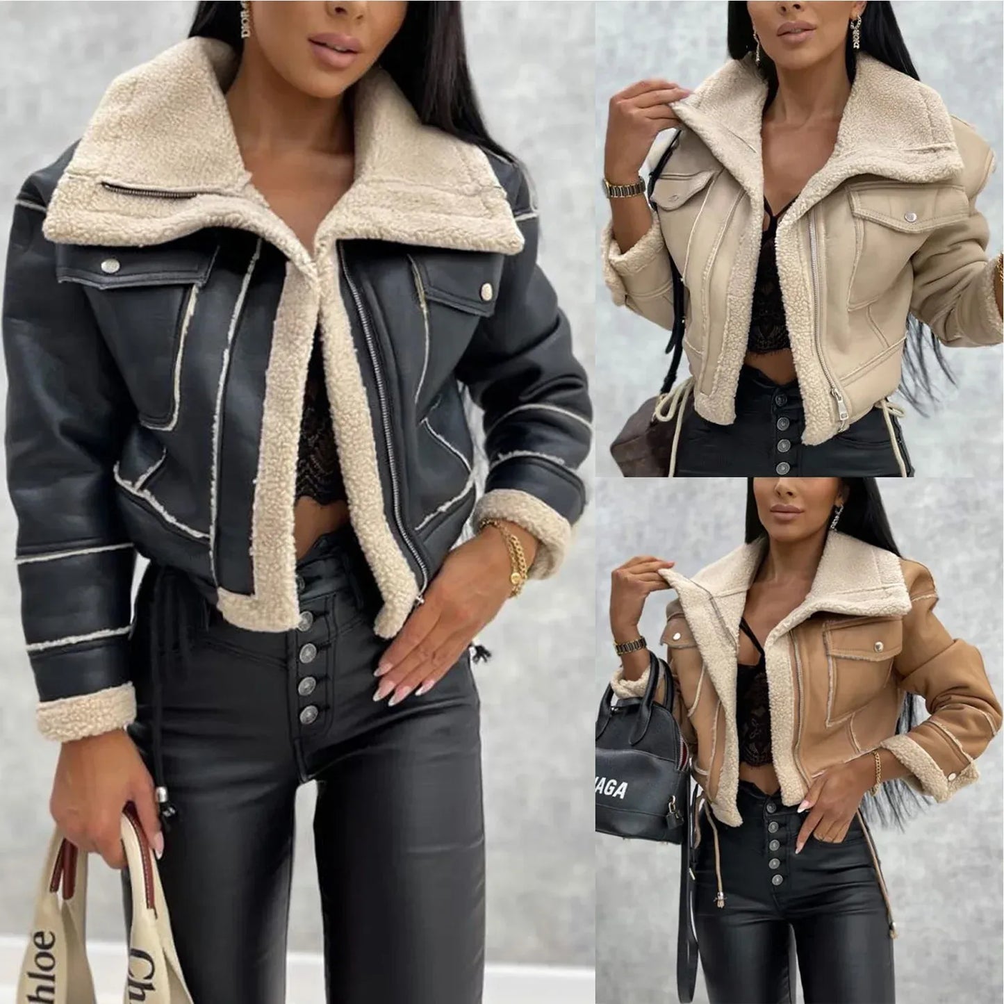 lammfell-optik-biker-jacke-kurz-jacke-jlr-design-7 - JLR Design