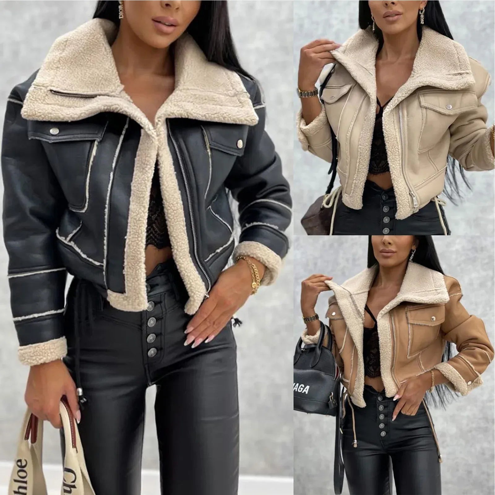 lammfell-optik-biker-jacke-kurz-jacke-jlr-design-7 - JLR Design