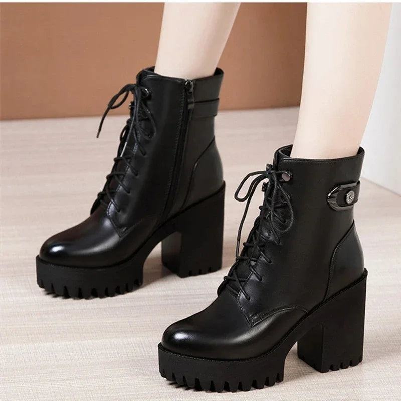 Tall chunky fashion heel boots