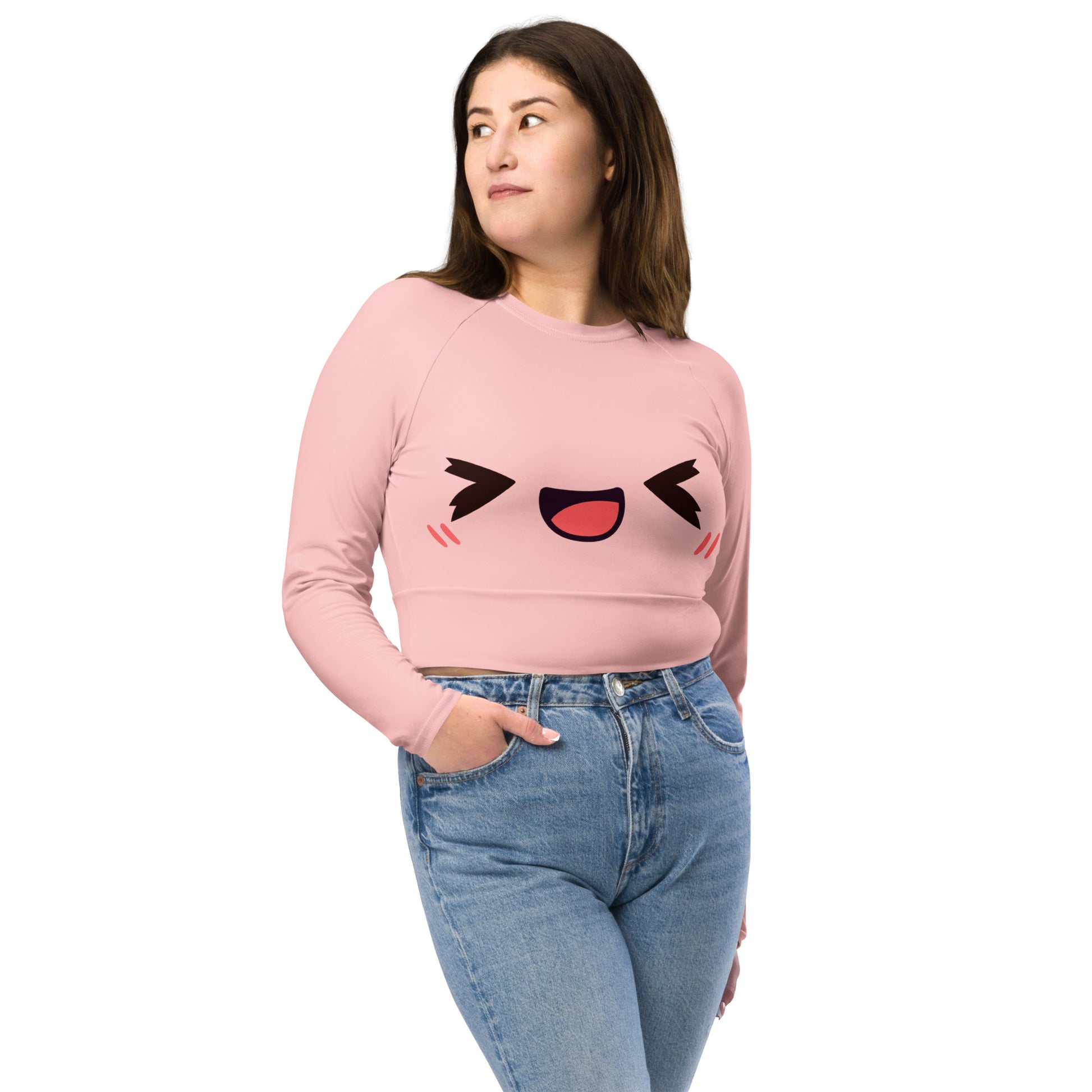 Lachendes Kawaii Long Sleeve Crop Top JLR Design