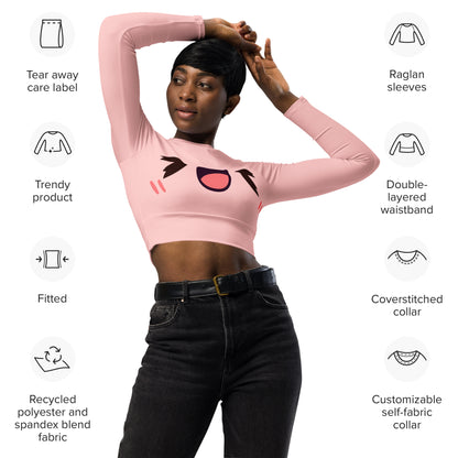 Lachendes Kawaii Long Sleeve Crop Top JLR Design