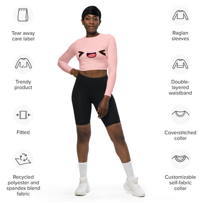 Lachendes Kawaii Long Sleeve Crop Top JLR Design