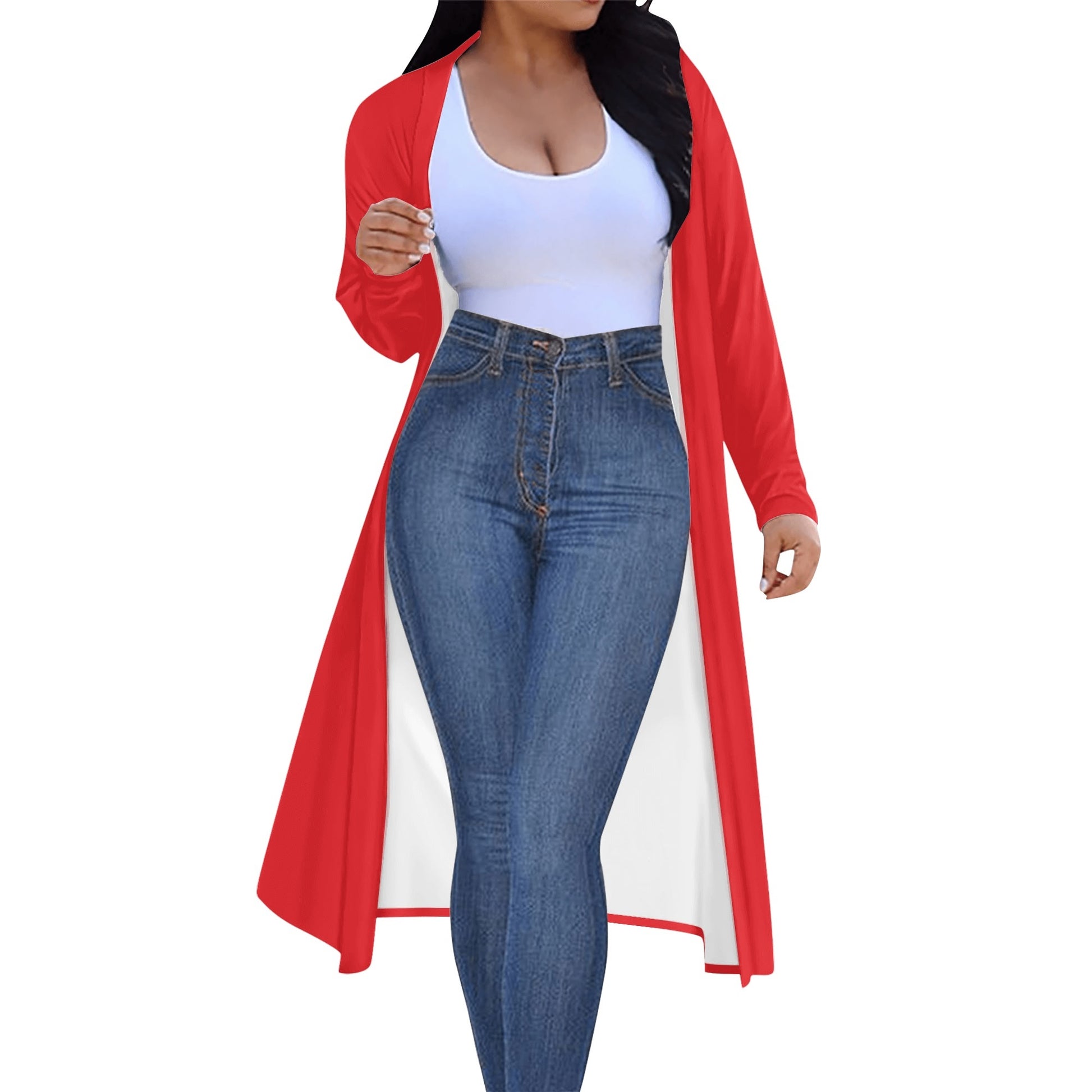 Langer leichter alizarinroter Kimono Cardigan Cardigan JLR Design