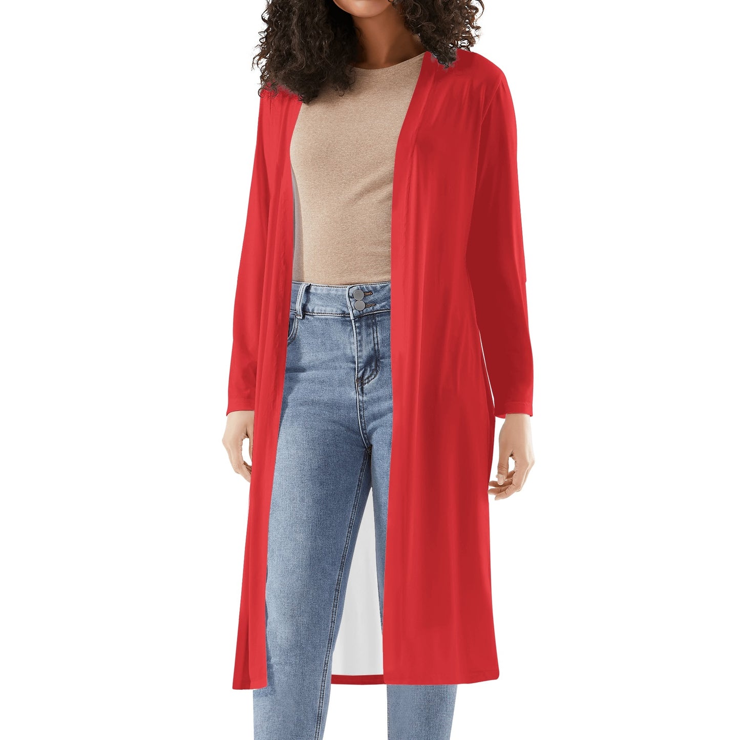 Langer leichter alizarinroter Kimono Cardigan Cardigan JLR Design