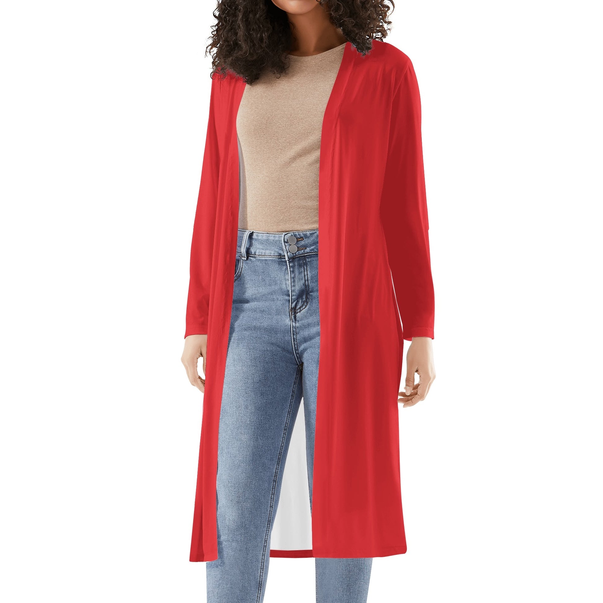 Langer leichter alizarinroter Kimono Cardigan Cardigan JLR Design