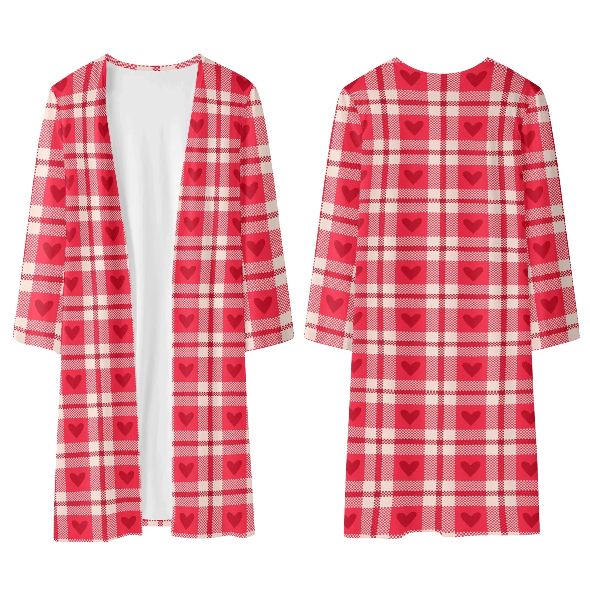 langer-leichter-karo-herzchen-kimono-cardigan-cardigan-jlr-design-45742 - JLR Design