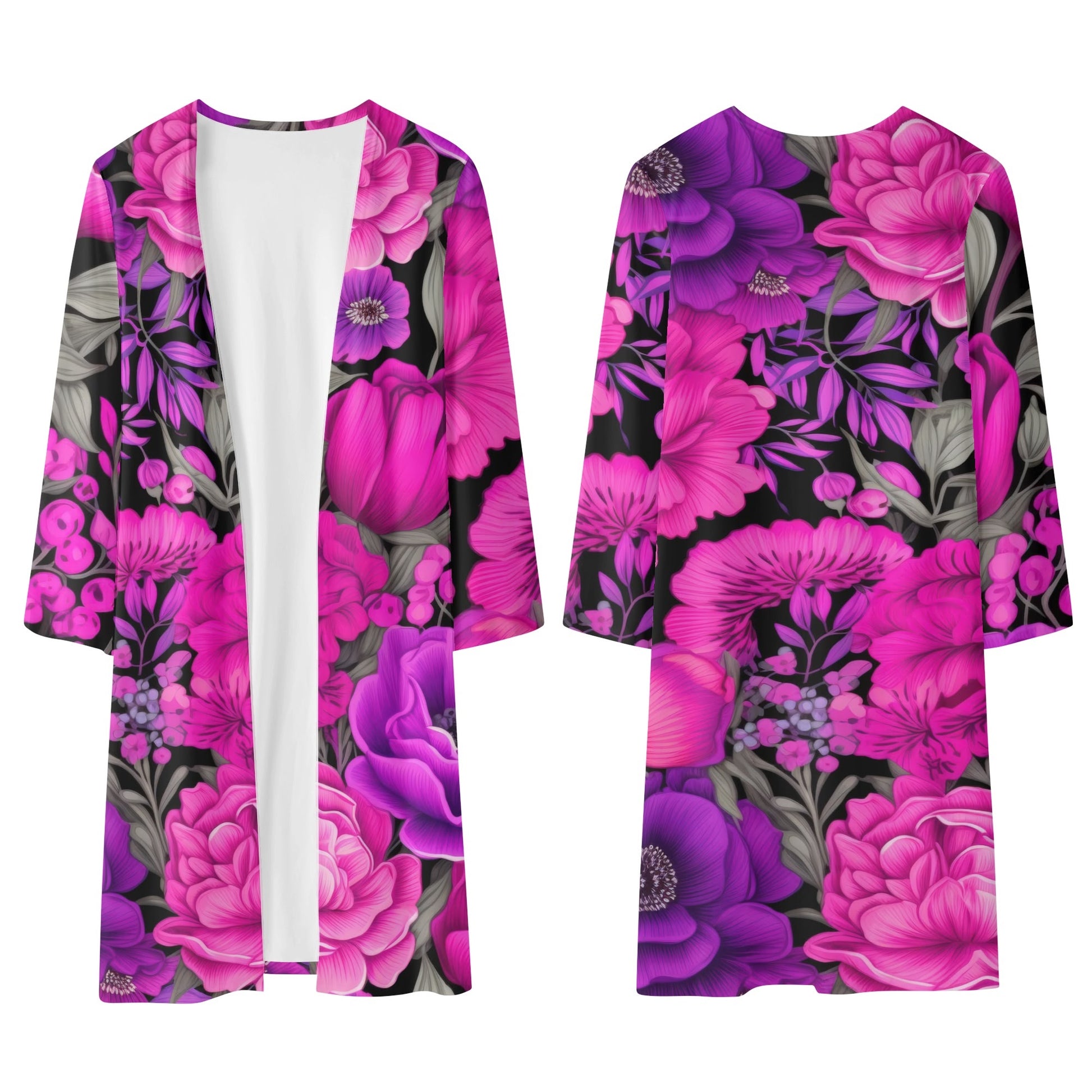 Langer leichter Pink Flowers Kimono Cardigan Cardigan JLR Design
