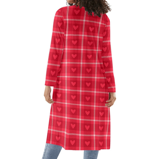 langer-leichter-rote-karo-herzchen-kimono-cardigan-cardigan-jlr-design-59975 - JLR Design