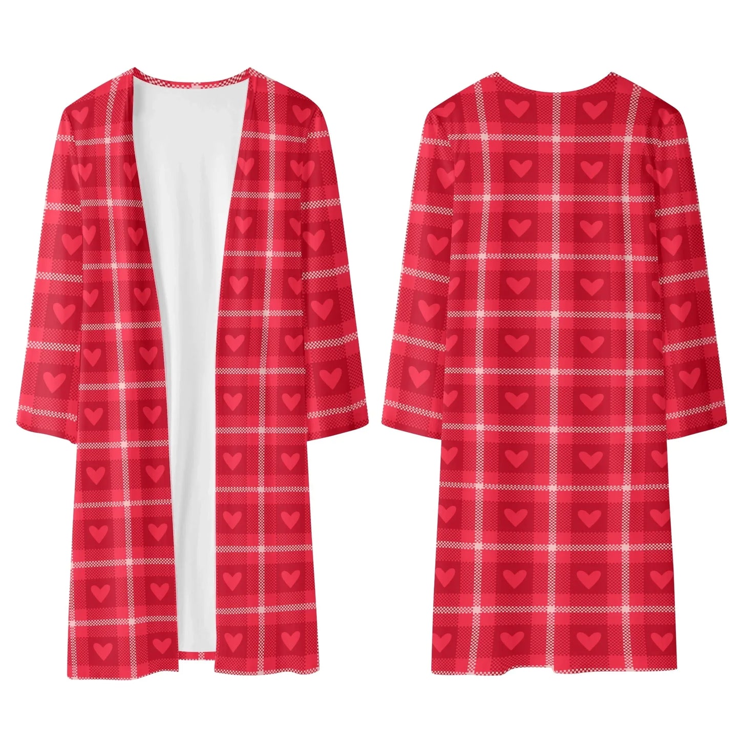 langer-leichter-rote-karo-herzchen-kimono-cardigan-cardigan-jlr-design-12279 - JLR Design