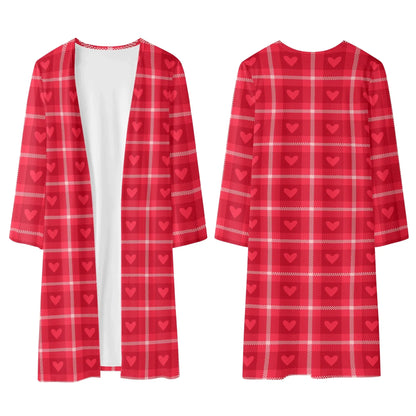 langer-leichter-rote-karo-herzchen-kimono-cardigan-cardigan-jlr-design-12279 - JLR Design