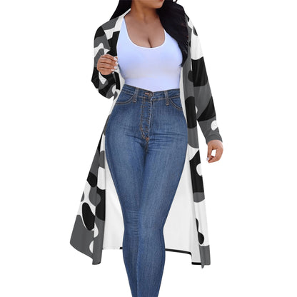 Langer leichter Schwarz Grau Weiß Camouflage Kimono Cardigan Cardigan JLR Design